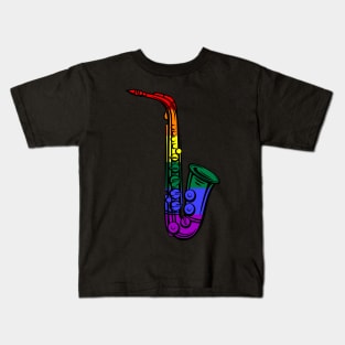 LGBT Saxophonist Proud Saxist Sax Rainbow Saxophone LGBTQ Kids T-Shirt